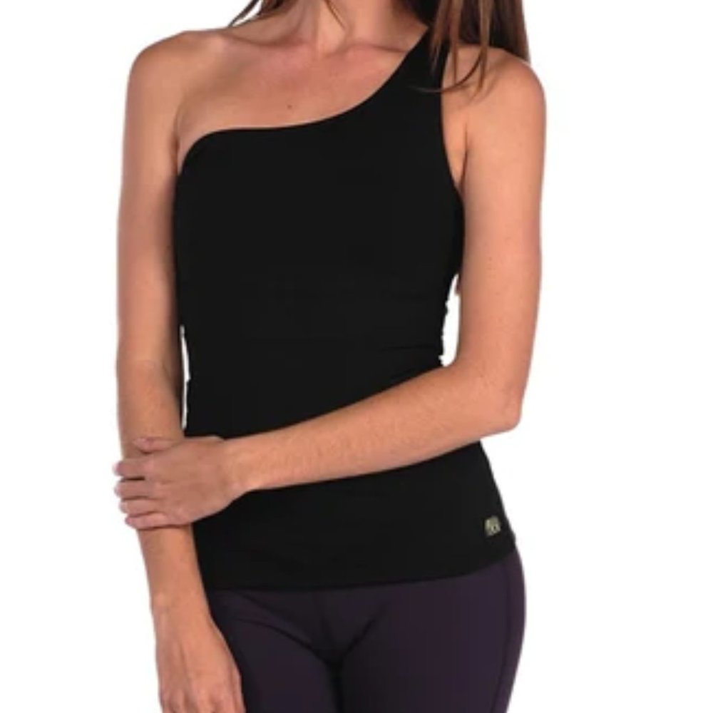AzIAm Yoga Athletic Off the Shoulder Sports Tank Top Women's M Medium Navy